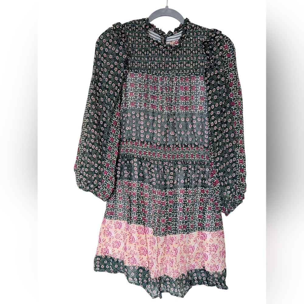 203. Anthropologie Floral Knee Length Tiered Dress